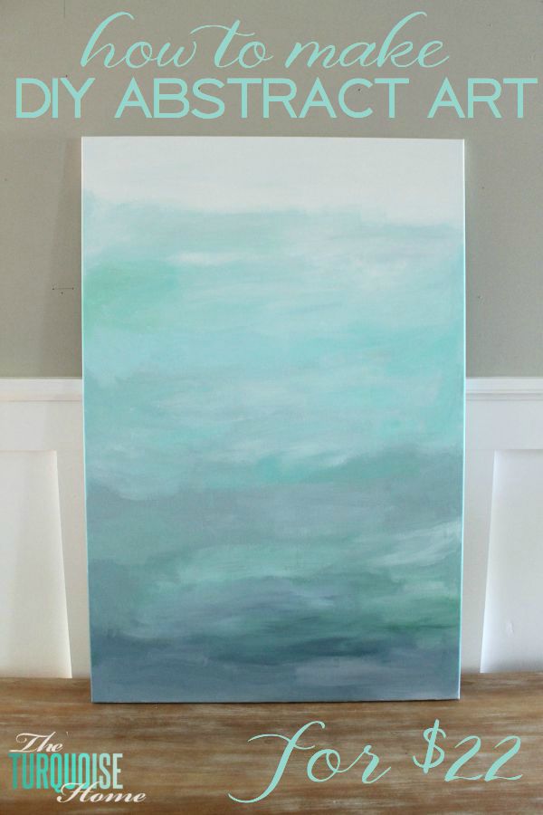 Gorgeous blue waters have the makings of an expensive abstract art piece, but it's not! It's a quick DIY project with just paint and a canvas! Less then $22 for custom, gorgeous art in your home. | Tutorial at TheTurquoiseHome.com