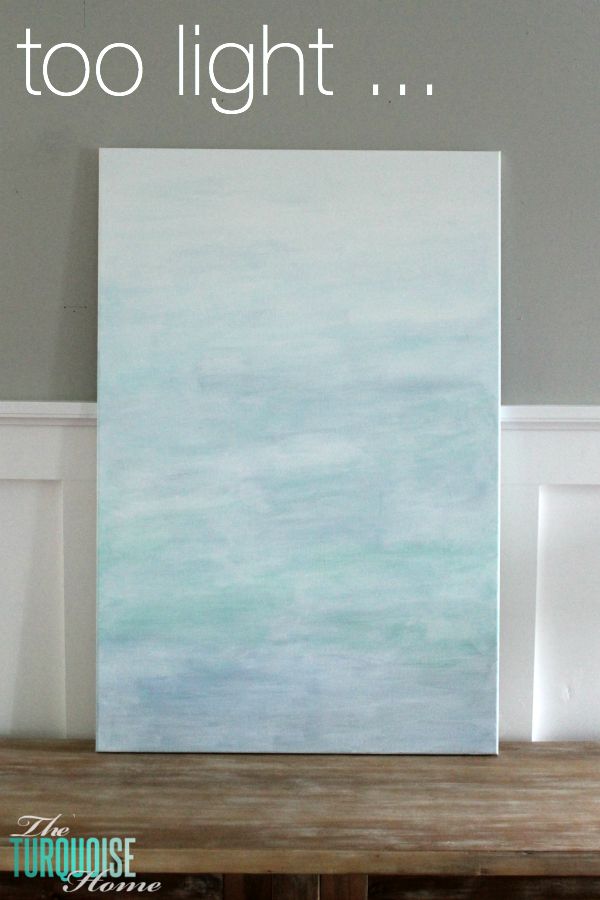 Gorgeous blue waters have the makings of an expensive abstract art piece, but it's not! It's a quick DIY project with just paint and a canvas! Less then $22 for custom, gorgeous art in your home. | Tutorial at TheTurquoiseHome.com