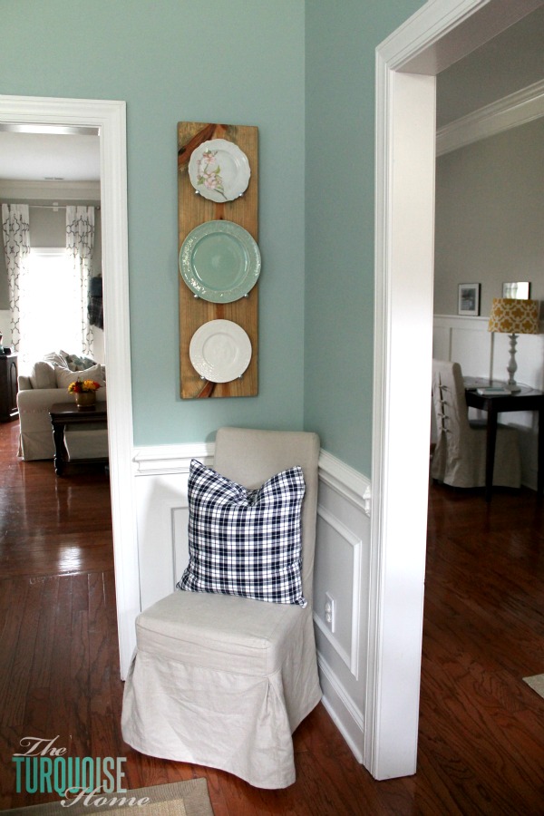 Make this DIY Industrial Plate Rack for less than $10! | Tutorial at TheTurquoiseHome.com