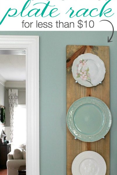 Make this DIY Industrial Plate Rack for less than $10! | Tutorial at TheTurquoiseHome.com