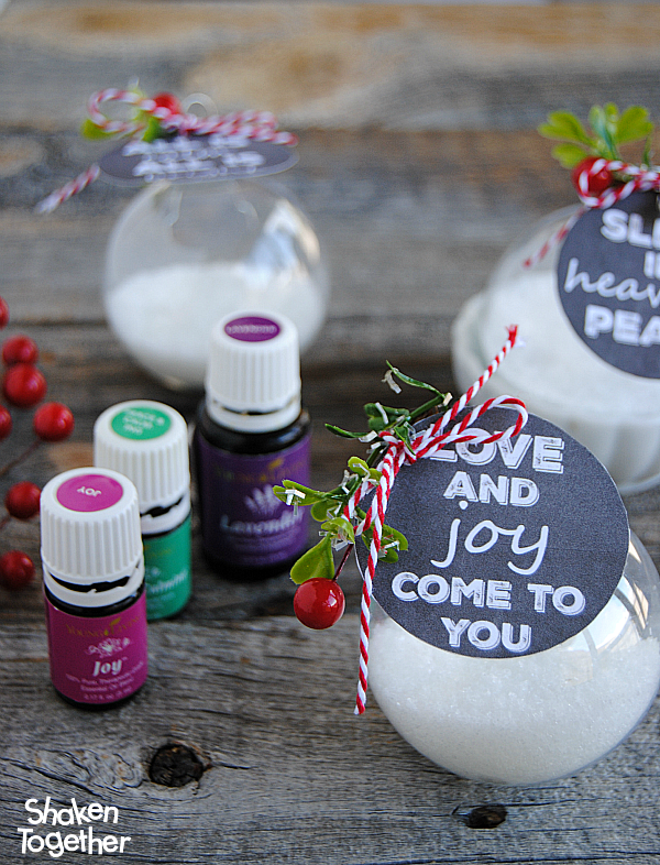 Bath Salt Ornaments with Free Printable Gift Tags from Shaken Together 