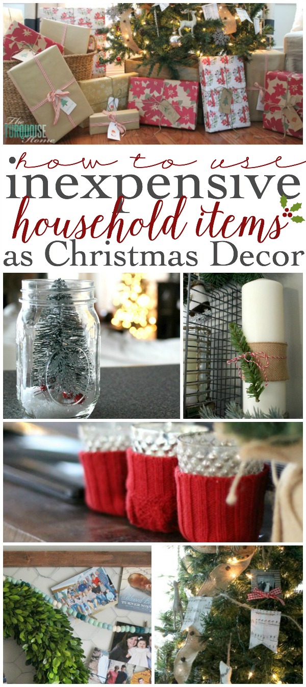 LOVE these simple ideas for using regular, everyday items as Christmas decor. More ideas at TheTurquoiseHome.com