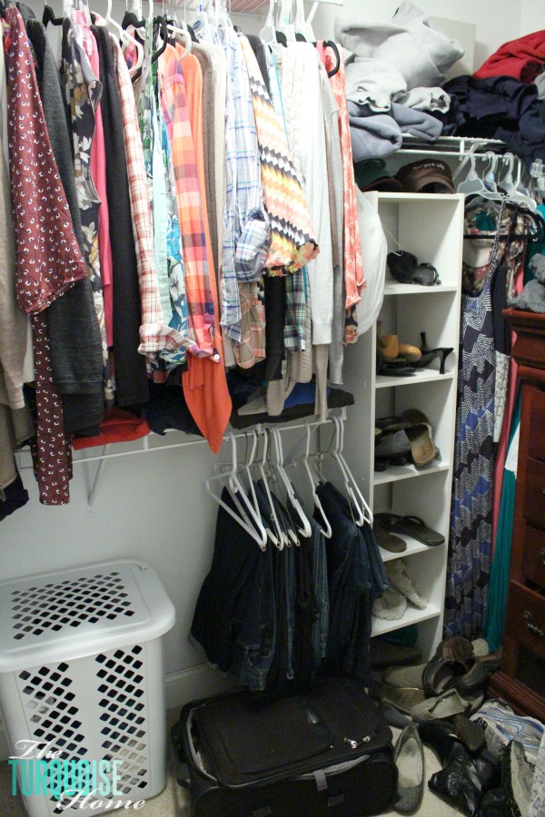 Decluttering the Master Closet using the KonMari method | Details at TheTurquoiseHome.com