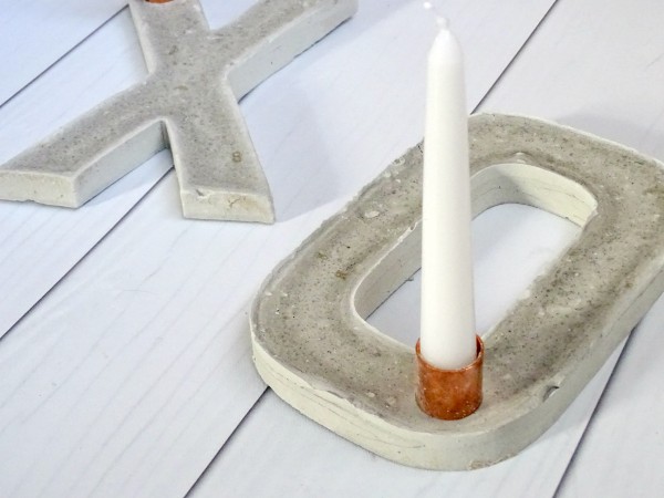 DIY Cement XO Candle Holders