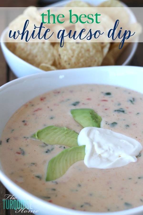 The BEST White Queso Dip I've ever made | Recipe at TheTurquoiseHome.com