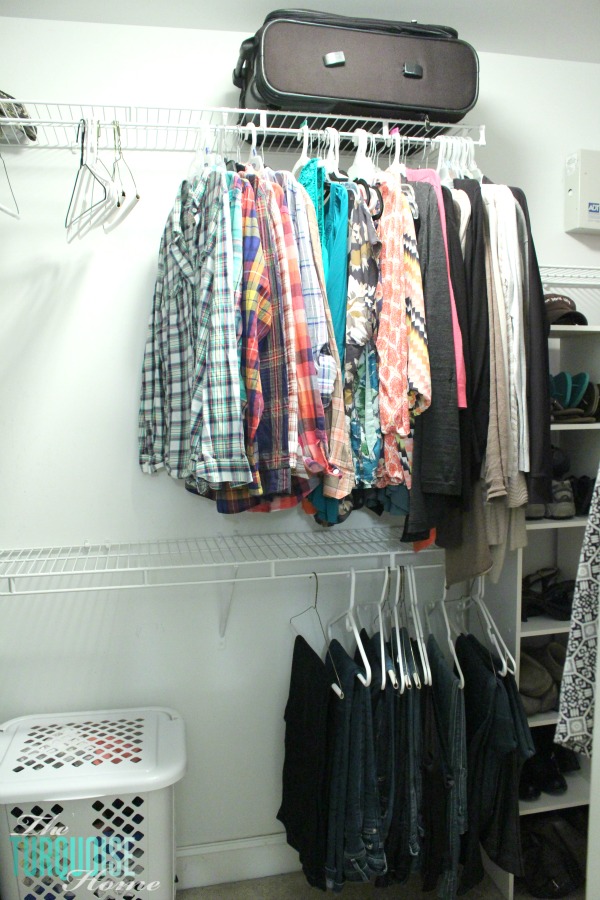 Decluttering the Master Closet using the KonMari method | Details at TheTurquoiseHome.com