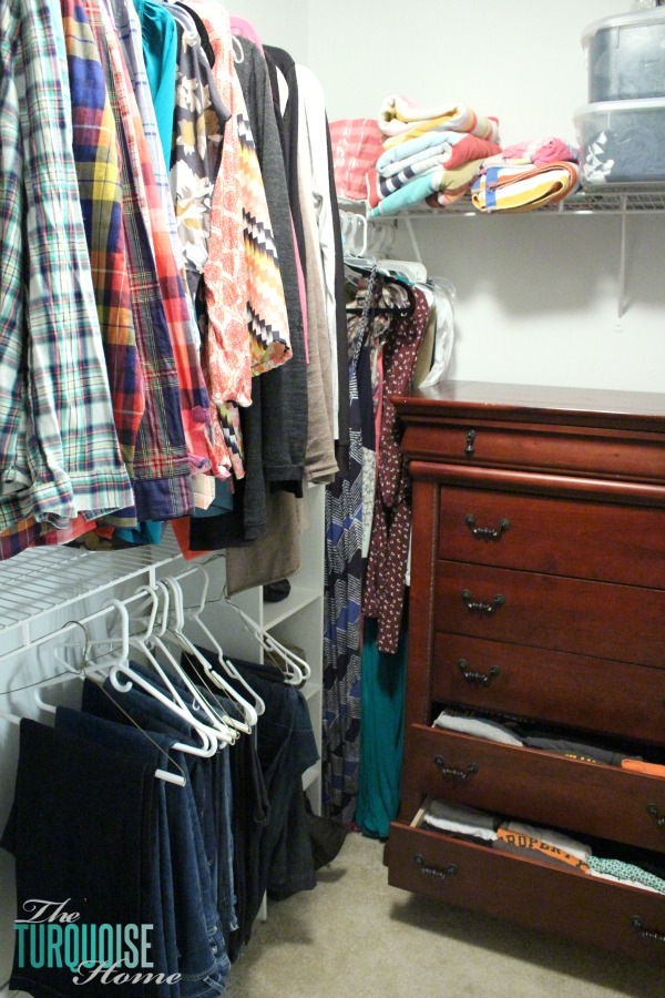 Decluttering the Master Closet using the KonMari method | Details at TheTurquoiseHome.com