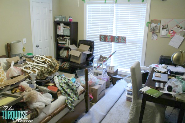 My messy office from baby's first year | TheTurquoiseHome.com