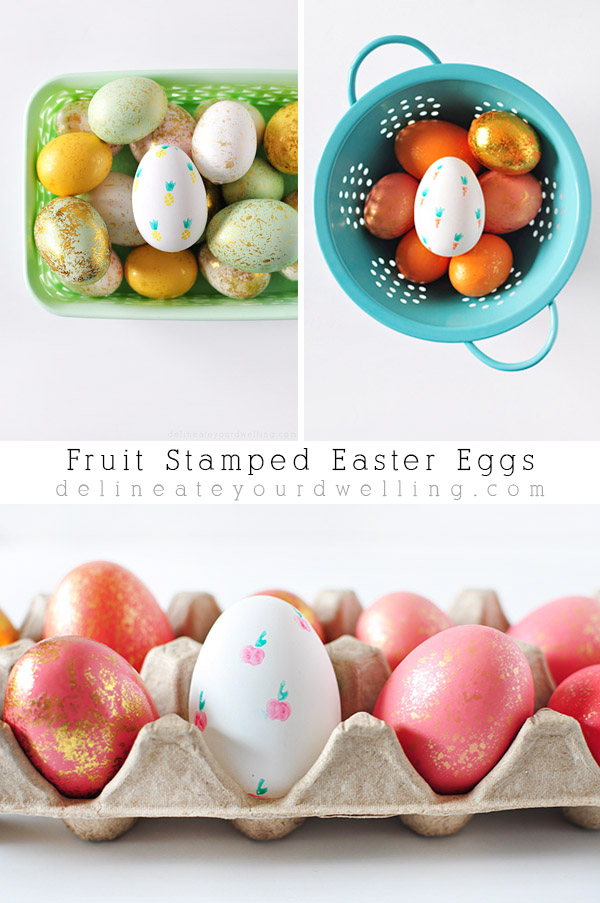 Fruit Stamped Easter Eggs.