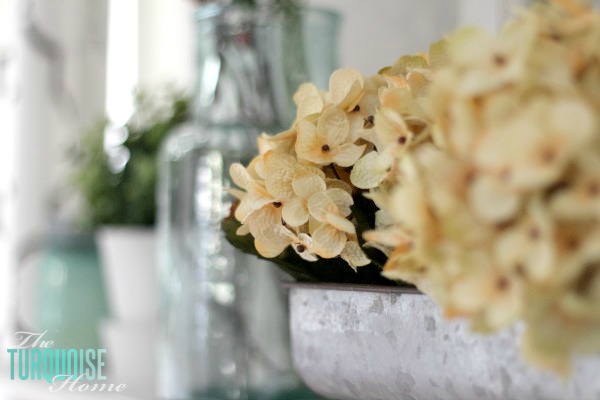 Farmhouse Fresh Spring Mantel | All the details to get this look at TheTurquoiseHome.com