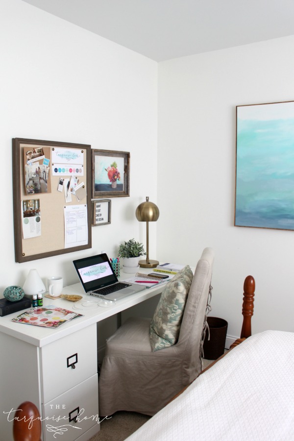 Simply White Painted Office | Easy Steps for Painting a Room | TheTurquoiseHome.com