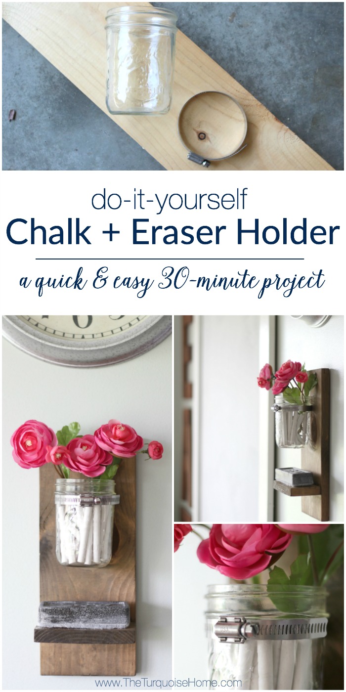 Wow! This is so cute and so easy!! DIY Chalk and Eraser Holder for a Chalkboard | DIY Tutorial | TheTurquoiseHome.com