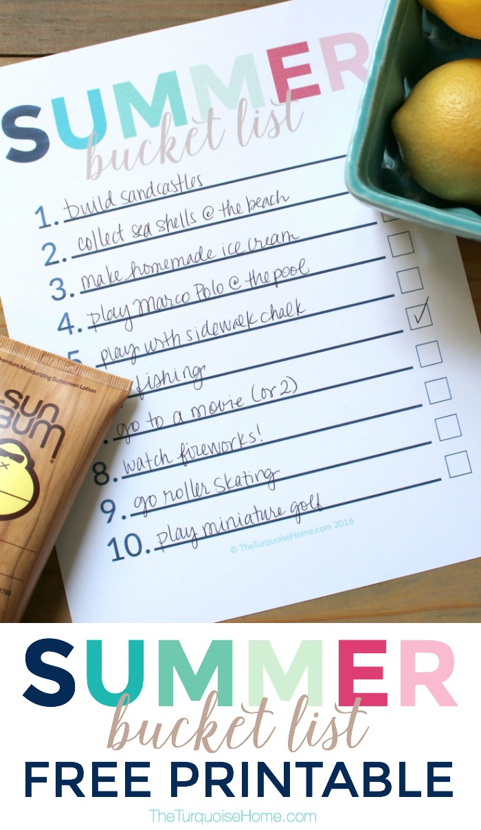 Have an intentional, fun and stress free summer!! Summer Bucket List Free Printable