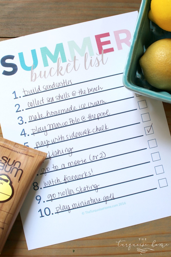 Summer Bucket List Printable