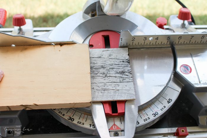 Cutting the reclaimed wood | Weathered Reclaimed Kitchen Bar