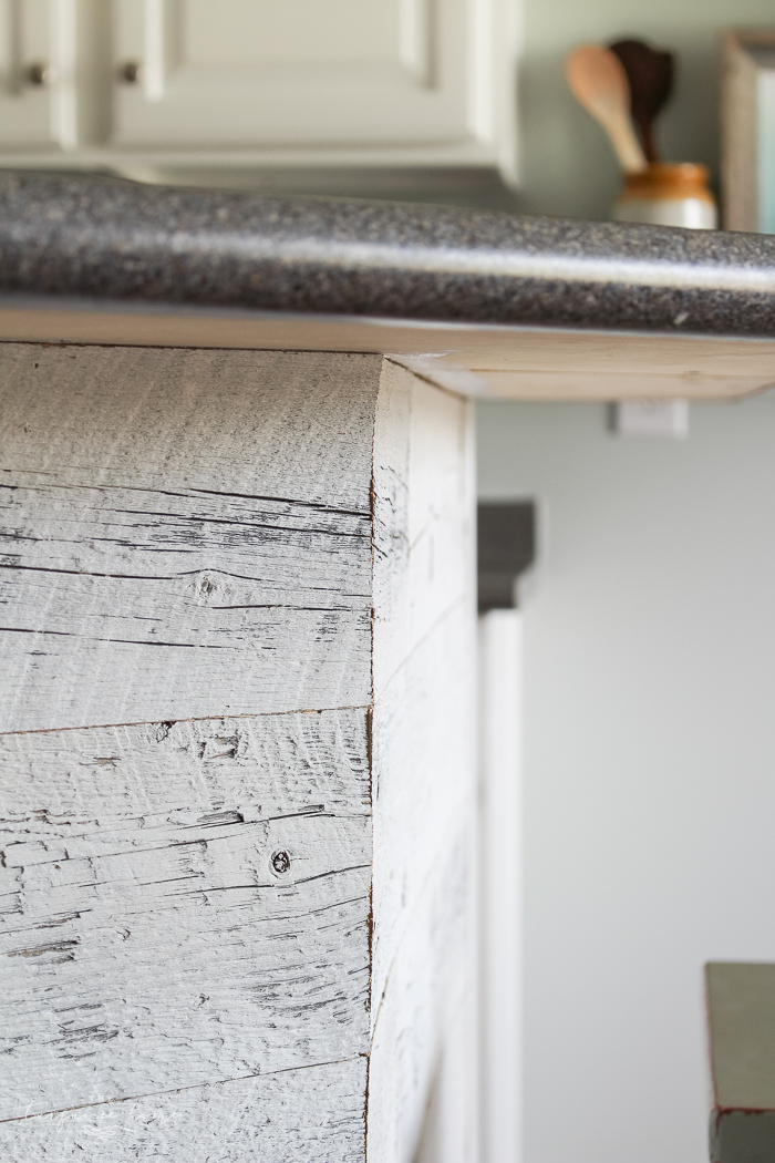 LOVE this beautiful transformation!! Weathered Reclaimed Kitchen Bar