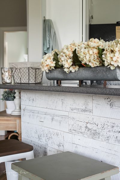 LOVE this beautiful transformation!! Weathered Reclaimed Kitchen Bar