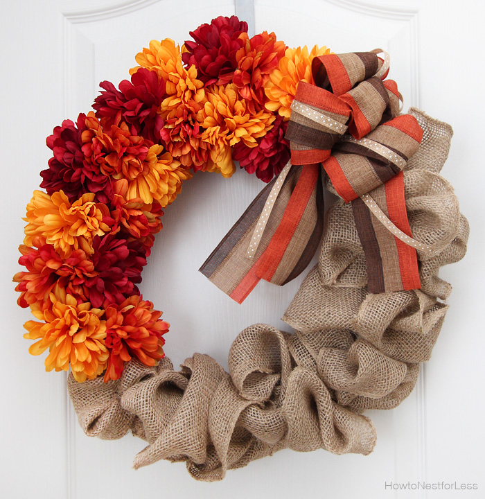 Fall Flower and Burlap Wreath