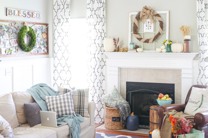 Cozy and rustic living room dressed up for fall!