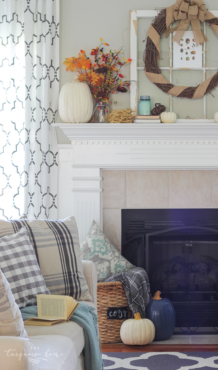 Cozy and rustic living room dressed up for fall!