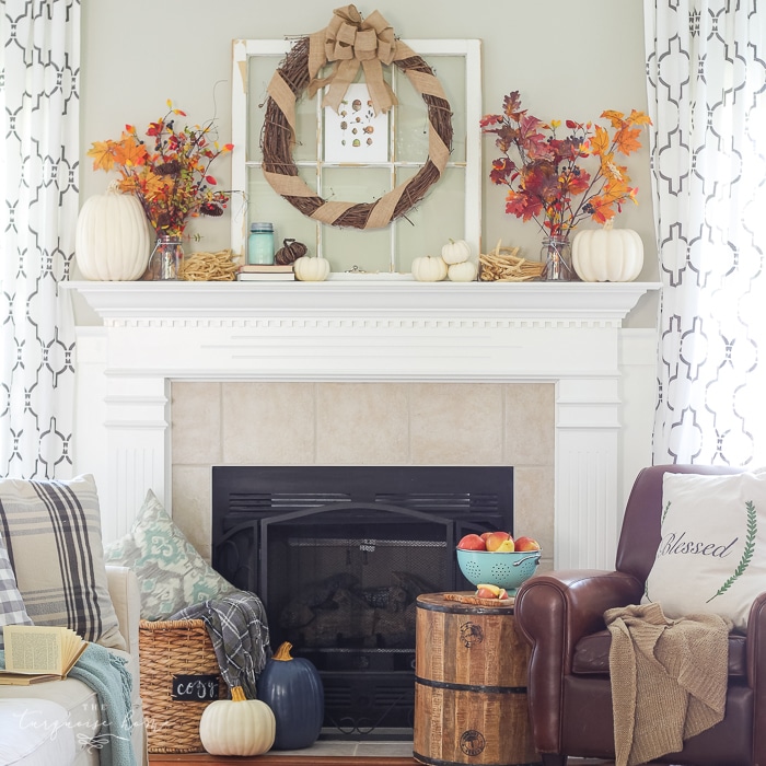 Cozy and rustic living room dressed up for fall!