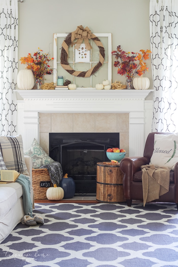 Cozy and rustic living room dressed up for fall!