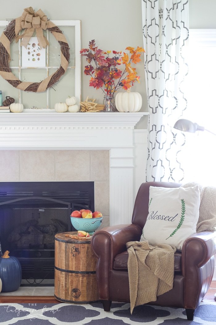 Cozy and rustic living room dressed up for fall!