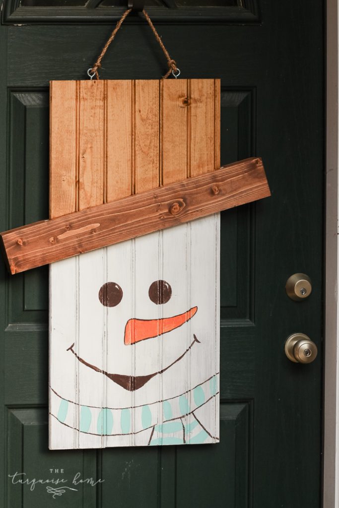 DIY Rustic Snowman Door Hanger #dihworkshop