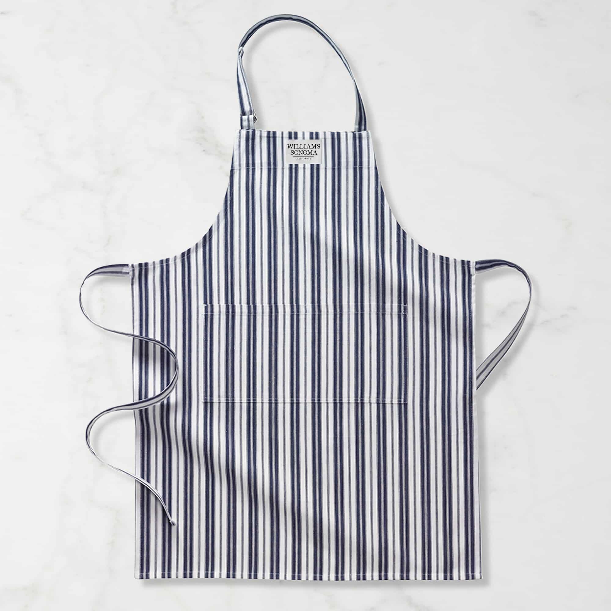 navy striped apron