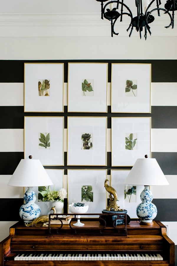 Botanical Gallery Wall with stripes! | 5 Simple Gallery Wall Ideas!