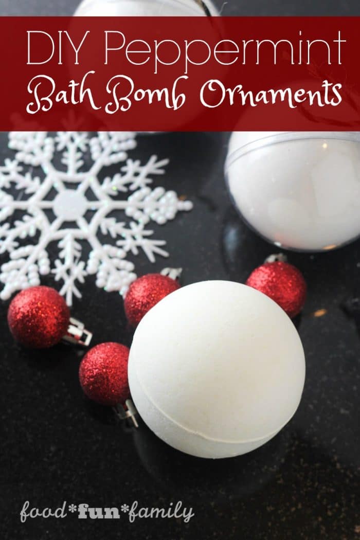 DIY Peppermint Bath Bomb Ornaments graphic.