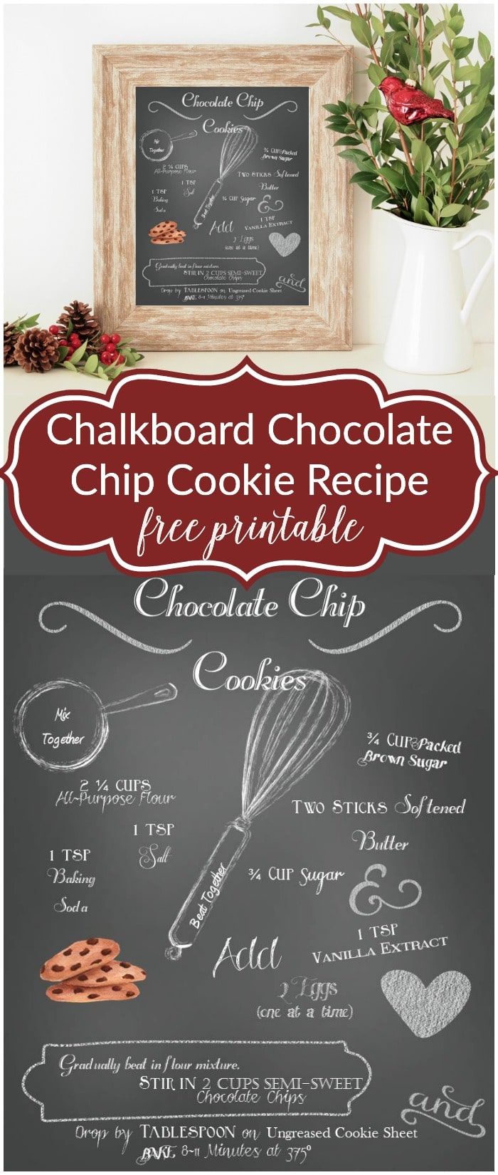 Super cute! And you'll never forget the recipe! Chalkboard Chocolate Chip Cookie Recipe Printable