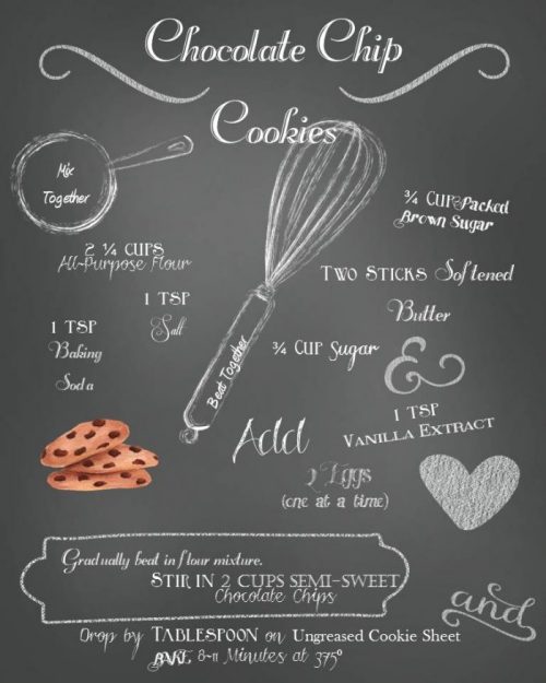 Super cute! And you'll never forget the recipe! Chalkboard Chocolate Chip Cookie Recipe Printable