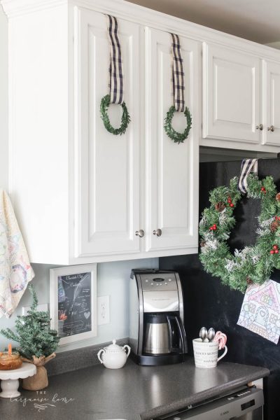 How To Display Kitchen Cabinet Wreaths - The Turquoise Home