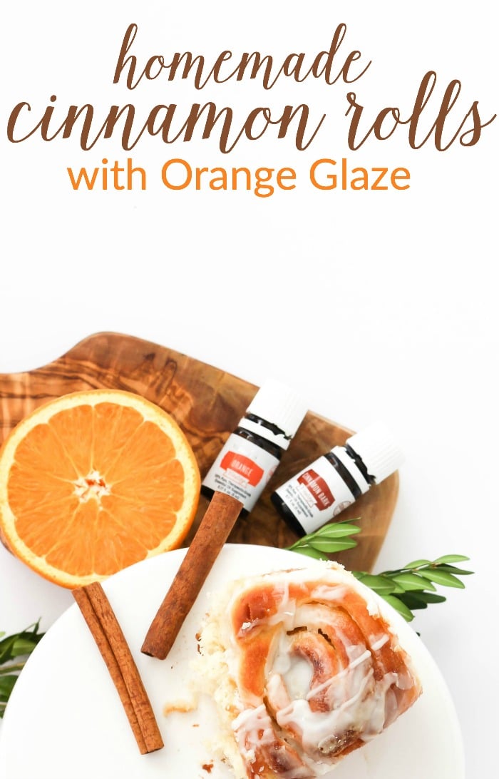 Perfect for brunch! Delicious Homemade Cinnamon Rolls with Cinnamon Bark and Orange Vitality™ Glaze
