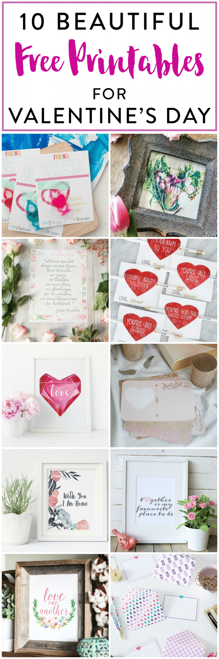 10 Beautiful Free Printables for Valentine's Day