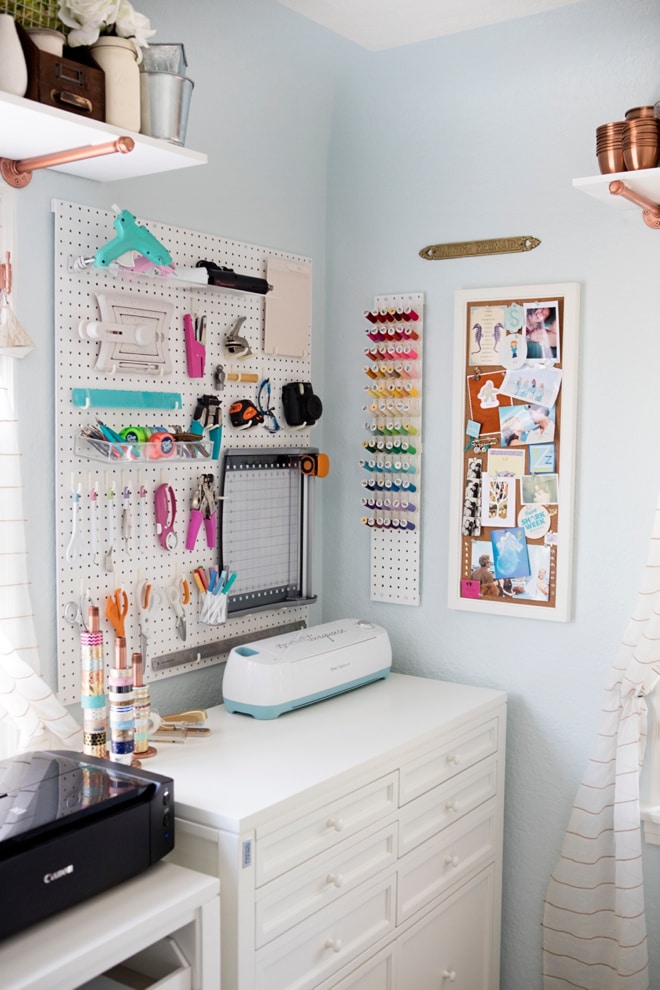 Beautiful Organized Craft Room Office by Something Turquoise
