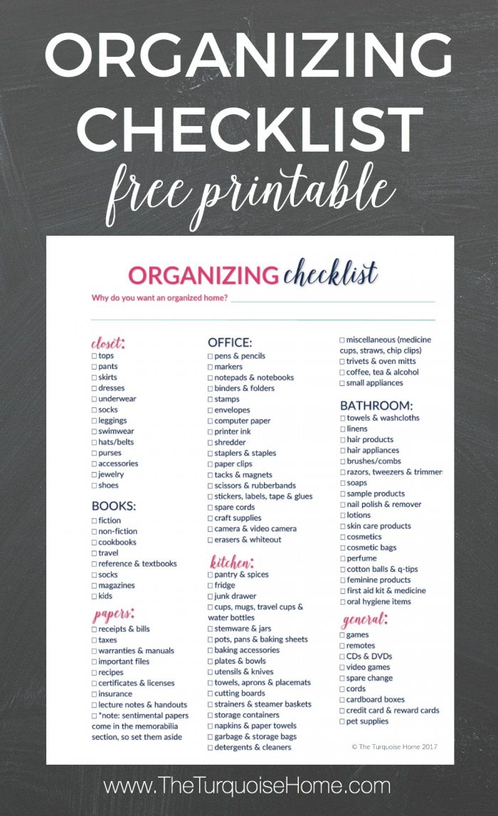 Organize every space in your home with this Organizing Checklist FREE printable! | 30 Days to Less of a Hot Mess
