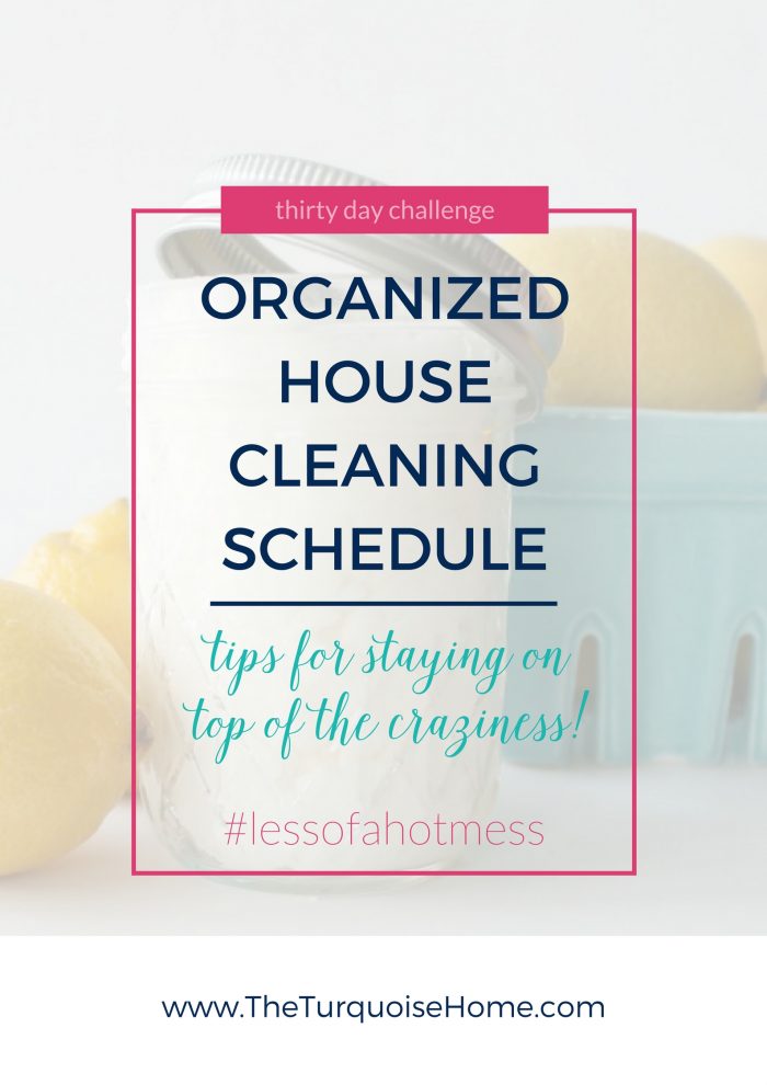 Feel less stress when you are disciplined about the daily cleaning routine! An Organized House Cleaning Schedule | 30 Days to Less of a Hot Mess Challenge