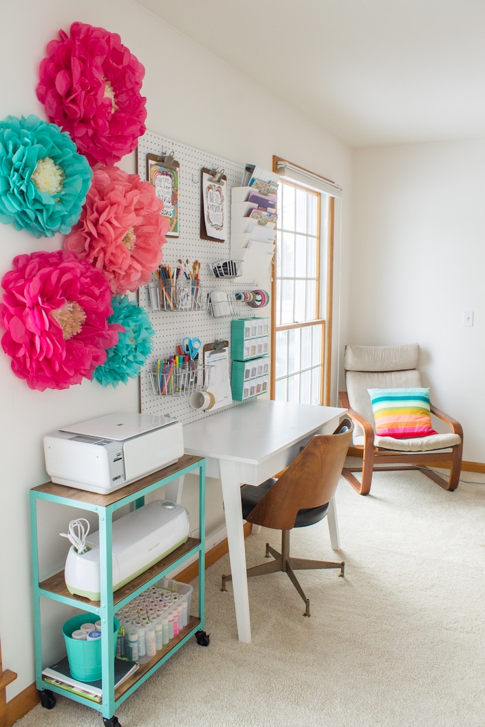 A Pop of Color Office and Craft Room from White House Black Shutters