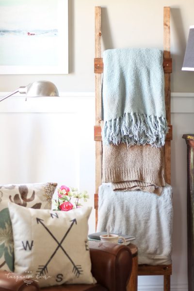 What an easy project! I did this in an afternoon! Easy and rustic DIY blanket ladder. Perfect for a newbie!