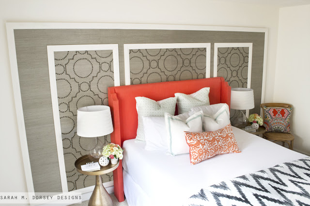 Grasscloth + Nailhead Feature Wall Tutorial from Sarah M. Dorsey Designs