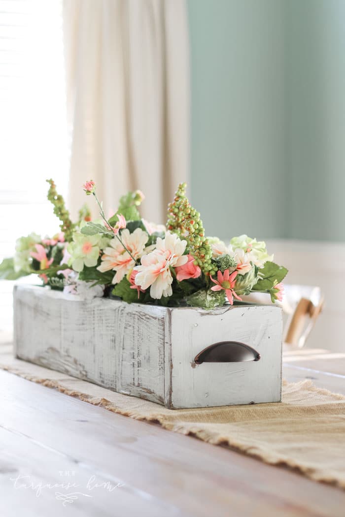 DIY Farmhouse Wooden Box Centerpiece The Turquoise Home