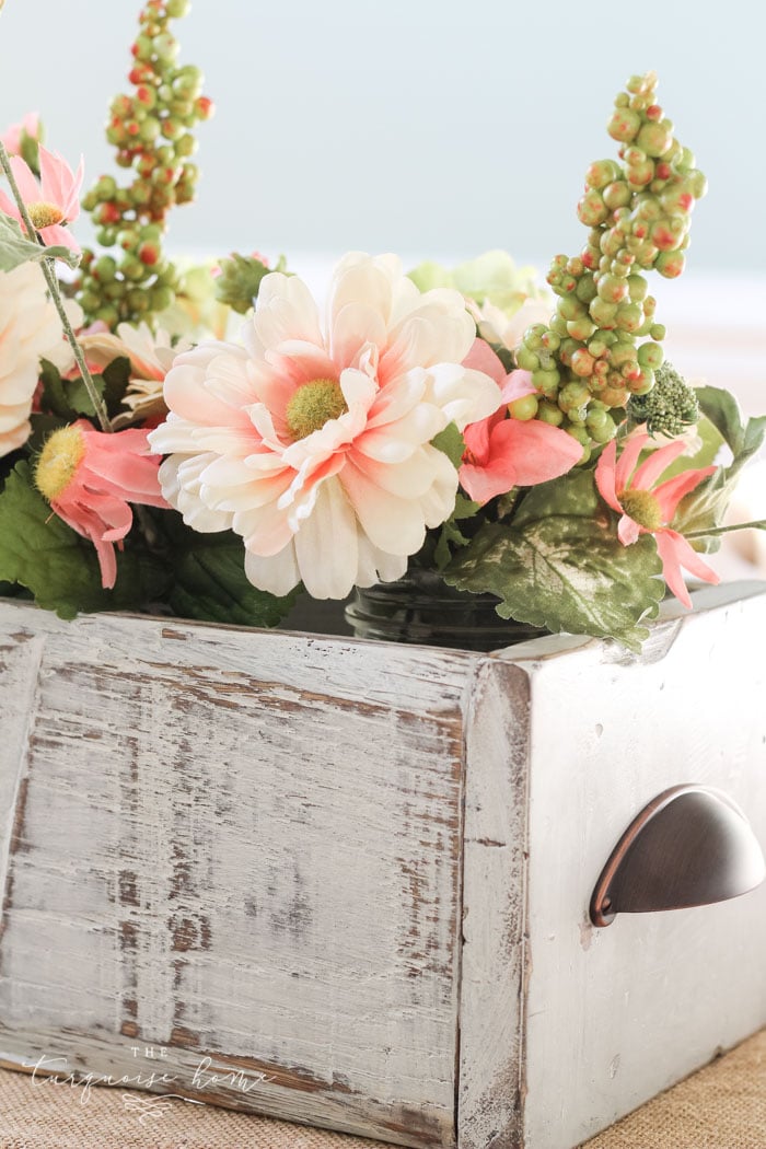 DIY Wooden Slab Centerpieces With Jars and Flowers