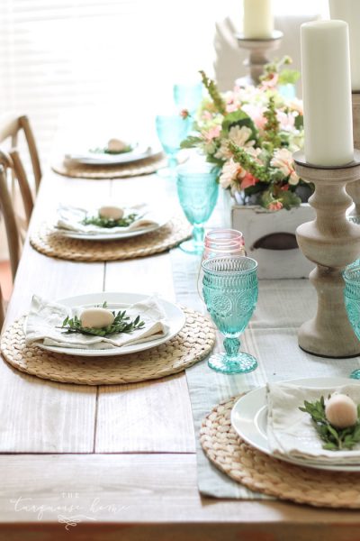 Simple Spring Tablescape and Entry Way - The Turquoise Home