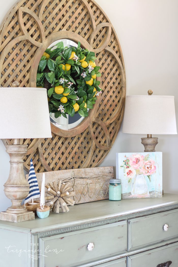 Cute Lemon Wreath and Summer Entry Way