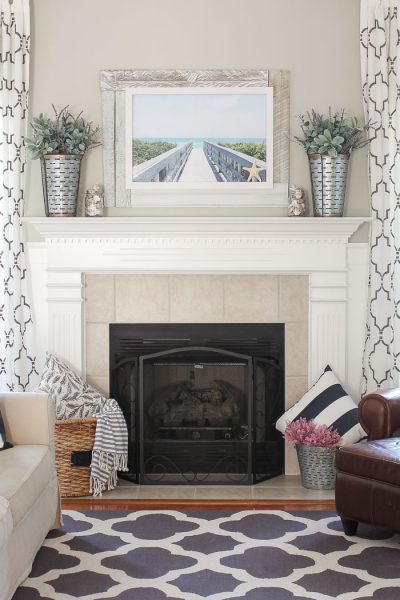 Simple Beachy Summer Mantel | Seasonal Simplicity Home Tour - The ...