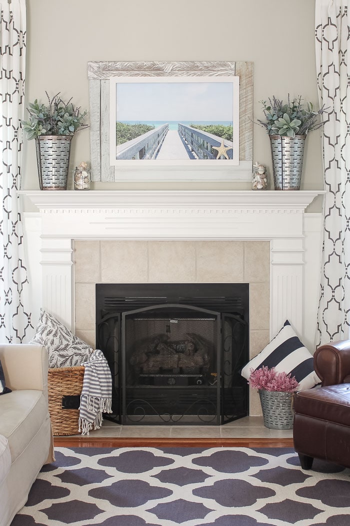 Simply Beachy Summer Mantel at theturquoisehome.com