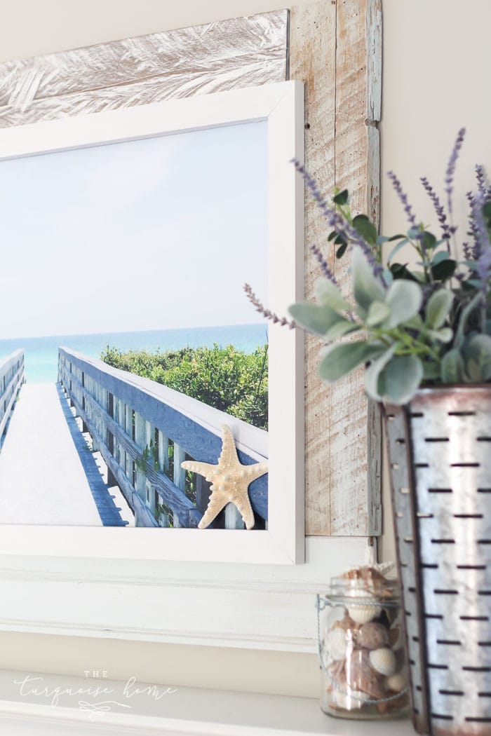 Simply Beachy Summer Mantel at theturquoisehome.com