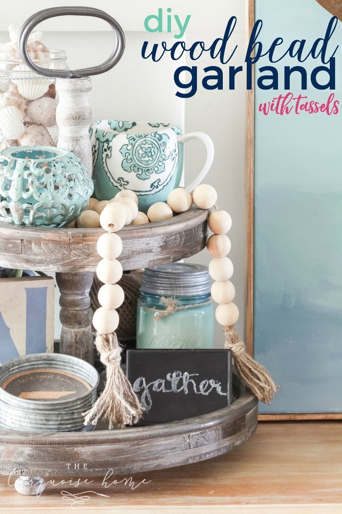 DIY Wood Bead Garland with Tassels - The Turquoise Home